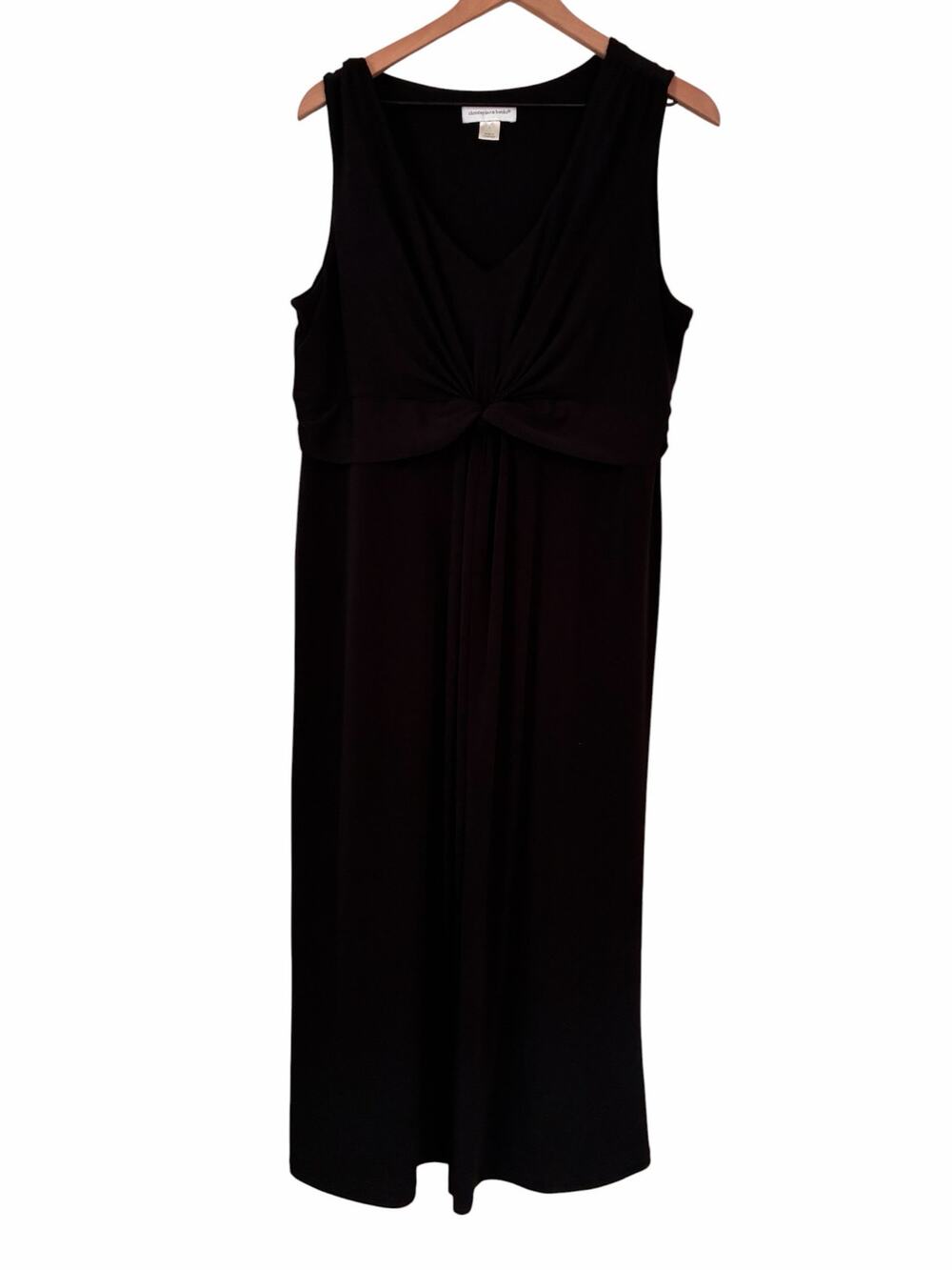 Christopher & Banks Womens Knot Front Black Sleeveless Long Dress Size Large